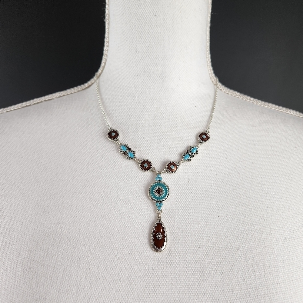 Nrt Vintage Boho Southwestern Necklace 16"